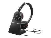 Jabra Evolve 75+ UC Stereo - Micro-casque - sur-oreille - Bluetooth - sans fil - Suppresseur de bruit actif - USB