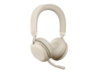 Jabra Evolve2 75 - Headset - on-ear - Bluetooth - wireless - active noise cancelling - USB-C - noise isolating - beige - Optimised for UC