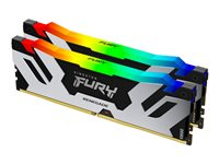 Kingston FURY Renegade RGB - DDR5 - kit - 32 Go: 2 x 16 Go - DIMM 288 broches - 7600 MT/s / PC5-60800 - CL38 - 1.45 V - mémoire sans tampon - on-die ECC - noir et argent
