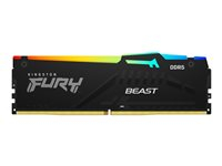 Kingston FURY Beast RGB - DDR5 - module - 32 GB - DIMM 288-PIN - 3000 MHz / PC5-48000 - CL36 - 1.25 V - niet-gebufferd - on-die ECC - zwart