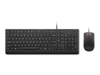 Lenovo Essential Wired Combo - Ensemble clavier et souris - USB - AZERTY - Français Belgique - noir - boîtier marron