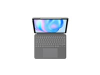 Logitech Combo Touch - Toetsenbord en foliobehuizing - met trackpad - achtergrondverlichting - Apple Smart connector - QWERTY - VK - Oxford-grijs - voor Apple 13-inch iPad Air (M2, M3)
