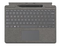 Microsoft Clavier Signature pour Surface Pro - Clavier - avec accéléromètre, trackpad, plateau de rangement et de chargement du Surface Slim Pen 2 - QWERTY - R.-U. - platine - avec Slim Pen 2 - pour Surface Pro 8, Pro 9