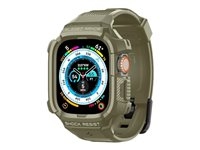 Spigen Rugged Armor Pro - Horlogebandje voor smart watch - 49 mm - 140 - 215 mm - kaki - voor Apple Watch Hermès Series 9, SE 3, Series 10, Series 11, Series 9, Ultra 2, Ultra 3