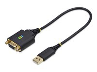 StarTech.com 1ft/30cm USB to Null Modem Serial Adapter Cable, FTDI, RS232 - USB / seriële kabel - USB (M) naar DB-9 (V) schroefbaar - 30 cm - gevormd, verstevigd - zwart