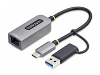 Startech 2.5GbE USB-C to Ethernet Adapter with USB-A Converter - Netwerkadapter - USB-C 3.2 Gen 1 / Thunderbolt 3 - 10M/100M/1G/2,5 gigabit-ethernet - spacegrijs