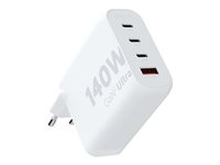 xtorm Volt XEC140 - Adaptateur secteur - GaN2 Ultra - 140 Watt - QC 3.0, Power Delivery 3.1 - 4 connecteurs de sortie (USB, 3 x USB-C)