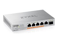 Zyxel XMG-100 Series XMG-105HP - Commutateur - non géré - non géré - 5 x 100/1000/2.5G (PoE++) + 1 x Gigabit SFP / 10 Gigabit SFP+ - de bureau, fixation murale - PoE++ (70 W)