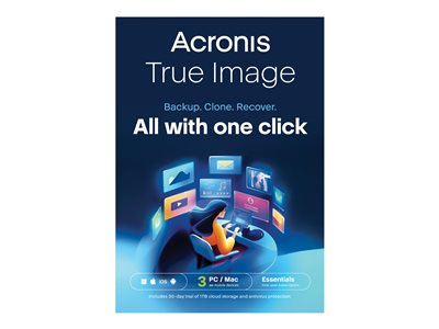 Acronis True Image Essential - Licence d'abonnement (1 an) - 3 ordinateurs, appareils mobile illimités - téléchargement - Win, Mac, Android, iOS