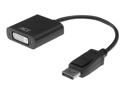 ACT - Adaptateur vidéo - liaison double - DisplayPort (M) pour DVI-I (F) - DisplayPort 1.1 - 15 cm - moulé, prise en charge de 1920 x 1080 à 60 Hz, encliquetable - noir