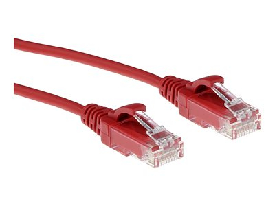 ACT Slimline - Cordon de raccordement - RJ-45 (M) pour RJ-45 (M) - 3 m - U/UTP, non blindé - CAT 6 - démarré, sans halogène, moulé, sans crochet - rouge, RAL 3031