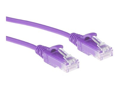 ACT Slimline - Cordon de raccordement - RJ-45 (M) pour RJ-45 (M) - 50 cm - U/UTP, non blindé - CAT 6 - démarré, sans halogène, moulé, sans crochet - violet, RAL 4005