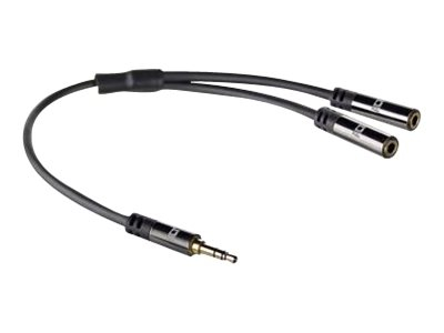 ACT - Répartiteur audio - mini-phone stereo 3.5 mm mâle pour mini-phone stereo 3.5 mm femelle - 15 cm - blindé - noir