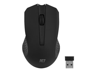 ACT AC5105 - Souris - droitiers et gauchers - optique - 3 boutons - sans fil - 2.4 GHz - récepteur sans fil USB - noir