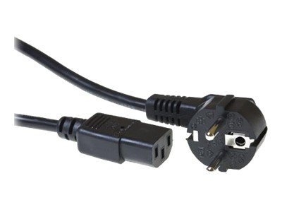 ACT - Câble d'alimentation - power CEE 7/7 incliné pour power IEC 60320 C13 droit - 250 V - 10 A - 5 m - noir, RAL 9011