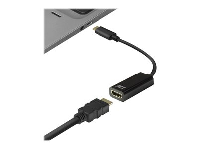 ACT - Câble adaptateur - USB-C mâle pour HDMI femelle - 15 cm - noir - support 4K30Hz (4096 x 2160)
