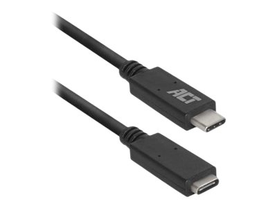 ACT - Câble d'extension USB - USB-C (M) pour USB-C (F) - USB 3.2 Gen 1 - 3 A - 2 m - USB Power Delivery (60W) - noir