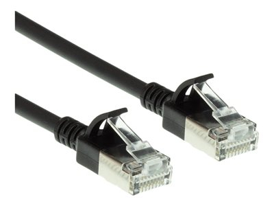 ACT - Cordon de raccordement - RJ-45 (M) pour RJ-45 (M) - 3 m - 3.8 mm - U / FTP (Paire torsadée blindée) - CAT 6a - sans halogène, moulé, sans crochet, bloqué - noir, RAL 9011