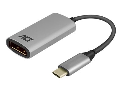 ACT - Adaptateur vidéo - 24 pin USB-C (M) pour DisplayPort (F) - USB 3.2 Gen 1 / DisplayPort 1.2 - 15 cm - support 4K60Hz (4096 x 2160) - gris