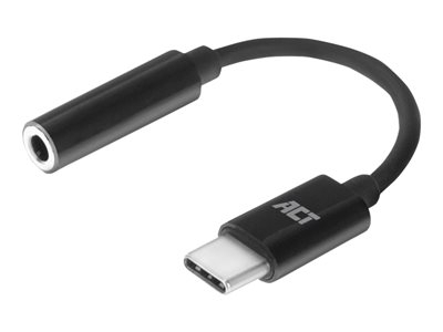 ACT - Adapter USB-C naar koptelefoonstekker - mini-phone stereo 3.5 mm female naar USB-C male - 11 cm - zwart