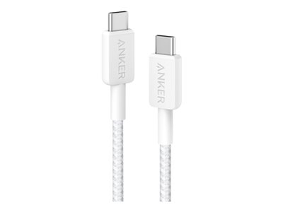 Anker - Câble USB - 24 pin USB-C (M) pour 24 pin USB-C (M) - 2 m - câble tressé, chargement rapide jusqu'à 60 W - blanc