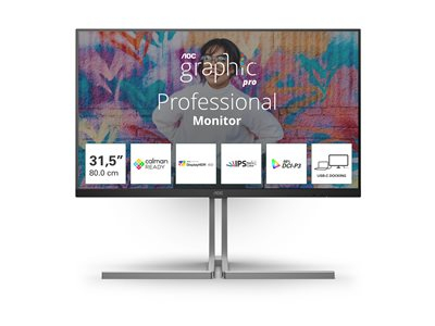 AOC U32U3CV - Graphic Pro Series - écran LED - 32" (31.5" visualisable) - 3840 x 2160 4K @ 60 Hz - Nano IPS - 400 cd/m² - 1000:1 - DisplayHDR 400 - 4 ms - 2xHDMI, DisplayPort, 2xUSB-C - haut-parleurs - noir