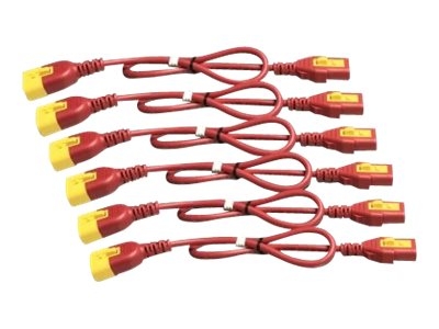 APC - Câble d'alimentation - power IEC 60320 C13 verrouillage pour IEC 60320 C14 verrouillage - 60 cm - rouge (pack de 6) - pour P/N: SCL500RMI1U, SCL500RMI1UC, SCL500RMI1UNC, SMTL1500RMI3UC, SMTL750RMI2UC, SRT1500RMXLI