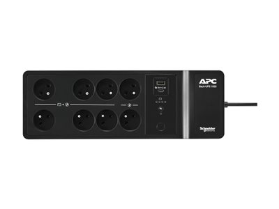 APC Back-UPS BE Series BE1050G2 - UPS (te monteren op muur/oppervlak) - USB-C + USB-A - 230 Volt wisselstroom V - 600 Watt - 1050 VA - 9 ampère-uur - uitgangen: 8 - Frankrijk - zwart