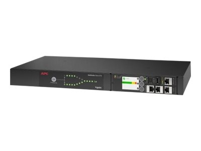 APC - Commutateur de transfert automatique (rack-montable) - CA 230 V - 3840 VA - monophasé - USB, Ethernet 10/100/1000 - connecteurs de sortie : 1 - 1U - 2.43 m cordon - noir