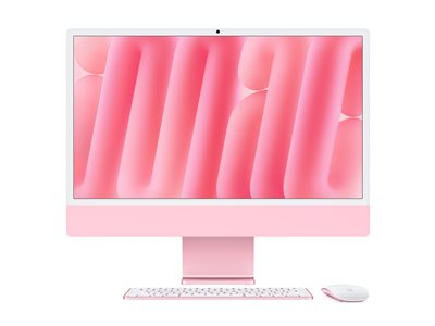Apple iMac with 4.5K Retina display - Tout-en-un M4 - RAM 24 Go - SSD 512 Go - Apple M4 10-core - Gigabit Ethernet, IEEE 802.11ax (Wi-Fi 6E), Bluetooth 5.3 - macOS Sequoia 15.0 - moniteur : LED 24" 4480 x 2520 (4.5K) - clavier : Français - rose