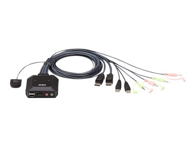 ATEN CS22DP - Commutateur écran-clavier-souris/audio/USB - 2 x KVM / audio / USB - 1 utilisateur local - de bureau