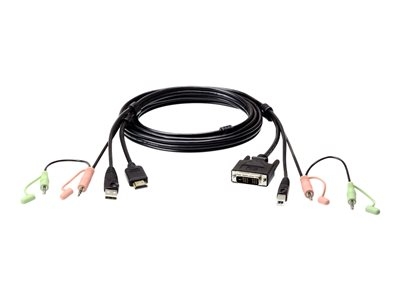 ATEN 2L-7D02DH - Câble clavier / vidéo / souris (KVM) - USB, HDMI, 2 x mini jack stéréo (M) pour USB type B, DVI-D, 2 x mini jack stéréo (M) - 1.8 m - vis moletées