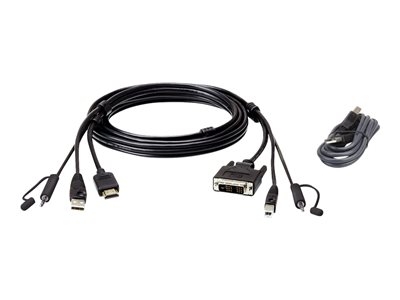 ATEN 2L-7D02DHX2 - Câble vidéo / USB / audio - Conformité TAA - USB, jack mini, HDMI pour USB type B, jack mini, DVI-D - 1.8 m