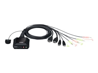ATEN CS22H - Commutateur écran-clavier-souris/audio/USB - 2 x KVM / audio / USB - 1 utilisateur local - de bureau - pour VanCryst VS182B, VS184B