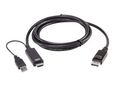 ATEN 2L-7D02HDP - Câble adaptateur - HDMI mâle pour USB (alimentation uniquement), DisplayPort mâle - 1.8 m - support 4K60Hz (4096 x 2160)