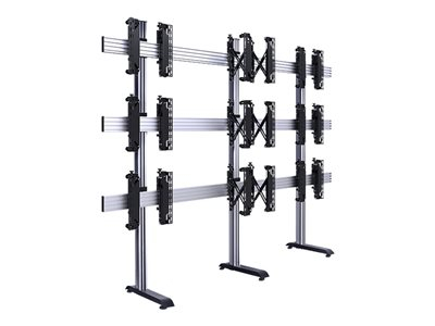 B-TECH System X BT8370 - Pied - pour mur pour vidéo 3x3 - noir avec colonne noire - Taille d'écran : 46"-55" - Interface de montage : jusqu'à 600 x 400 mm - position indépendante