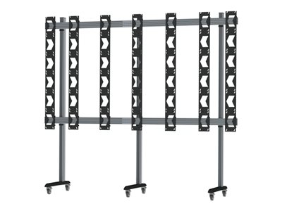 B-TECH System X BT93UNIUPS-M-6X6 - Kit de montage (support mobile) - cadre ouvert - pour mur vidéo dvLED 6x6 - noir avec colonne argentée