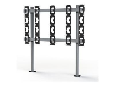 B-TECH System X BT93UNIUPS-B-4X4 - Pied - cadre ouvert - pour mur vidéo dvLED 4x4 - boulonné - noir avec colonne argentée - posé sur le sol