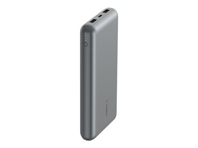 Belkin BOOST CHARGE - Banque d'alimentation - 20000 mAh - 15 Watt - 3 A - 3 connecteurs de sortie (2 x USB, USB-C) - sur le câble : USB-C - gris sidéral
