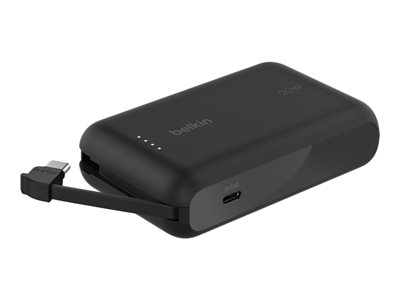 Belkin BOOST CHARGE - Banque d'alimentation - avec câble intégré - 10000 mAh - 20 Watt - 3 A - Fast Charge - 2 connecteurs de sortie (USB-C) - noir