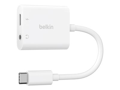 Belkin RockStar - USB-C vers jack de casque / adaptateur de charge - USB-C mâle pour USB-C, jack mini femelle - USB Power Delivery (60W)