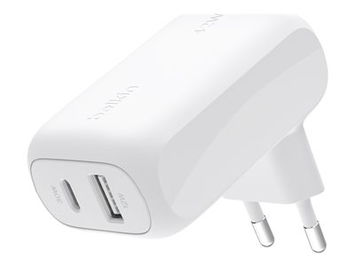 Belkin BOOST CHARGE - Adaptateur secteur - 42 Watt - 3 A - PD 3.0 - 2 connecteurs de sortie (USB-C, USB) - blanc