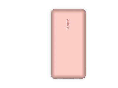 Belkin BOOST CHARGE - Banque d'alimentation - 20000 mAh - 15 Watt - 3 A - 3 connecteurs de sortie (USB-C, 2 x USB) - sur le câble : USB-C - rose gold