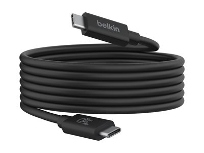 Belkin - Câble USB - USB-C (M) pour USB-C (M) - USB 2.0 / USB 3.0 / USB 3.2 / USB 4.0 /Thunderbolt 3 / Thunderbolt 4 - 2 m - prise en charge UHD 4K60Hz, Alimentation USB (240 W) - noir
