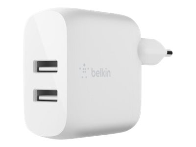 Belkin BOOST CHARGE - Adaptateur secteur - 24 Watt - QC 3.0 - 2 connecteurs de sortie (USB) - blanc