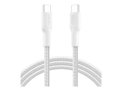 Belkin BOOST CHARGE - Câble USB - USB-C (M) pour USB-C (M) - 2 m - Alimentation USB (240 W), câble tressé - blanc