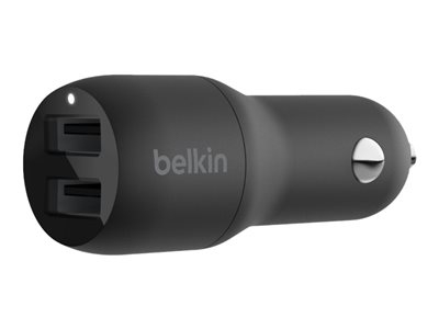 Belkin BOOST CHARGE Double chargeur - Adaptateur d'alimentation pour voiture - 24 Watt - 4.8 A - 2 connecteurs de sortie (USB) - noir
