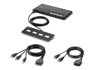 Belkin Modular Secure Dual Head - Commutateur KVM - 4 x KVM port(s) - 1 utilisateur local - de bureau - Conformité TAA