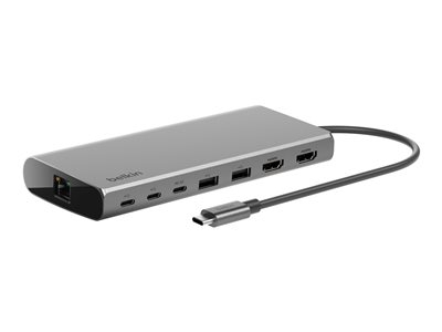 Belkin CONNECT 8-in-1 Dual Display Core Hub - Station d'accueil - USB-C - 2 x HDMI - 1GbE