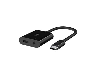Belkin RockStar - USB-C vers jack de casque / adaptateur de charge - USB-C mâle pour jack mini, USB-C femelle - 19.6 cm - USB Power Delivery (60W)